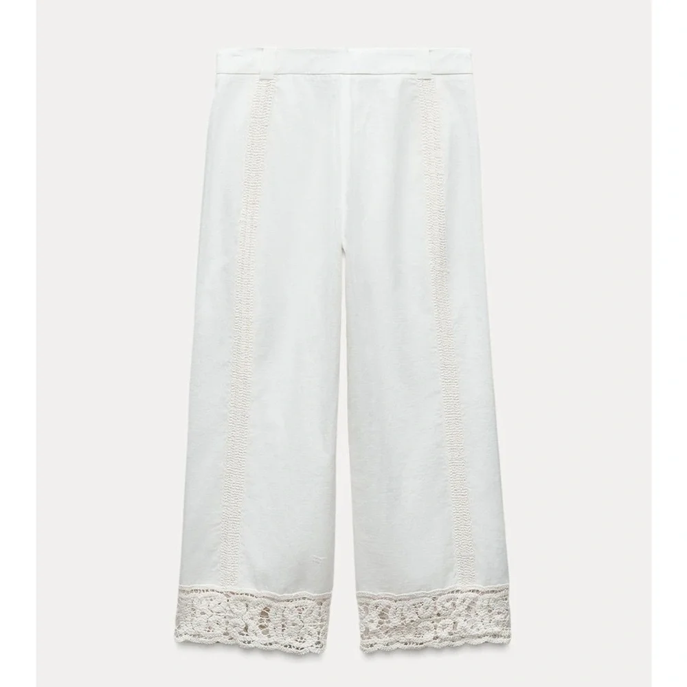 VIRAL NEW ZARA  SUMMER EMBROIDERED PANTS SIZE M AND L 🚨NO DISCOUNT
